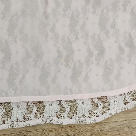 💜Justify Pink Semi-Sheer & Lace Adjustable Sleeve Top Medium - Picture 9 of 10